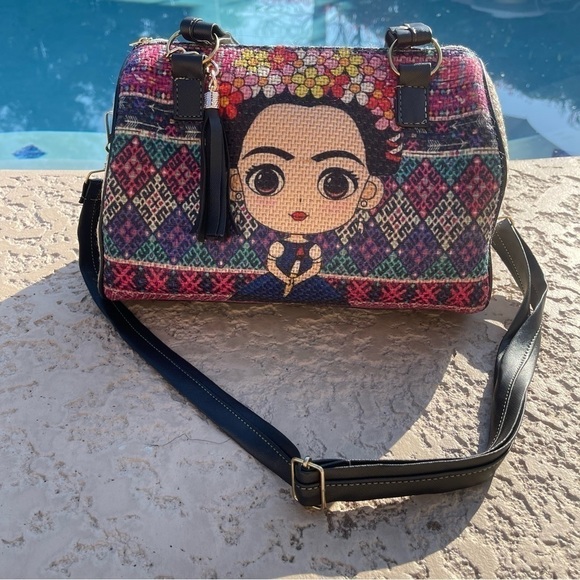 Frida Kahlo Artisanal straw woven tote bag in new condition from Mexico - Picture 1 of 7